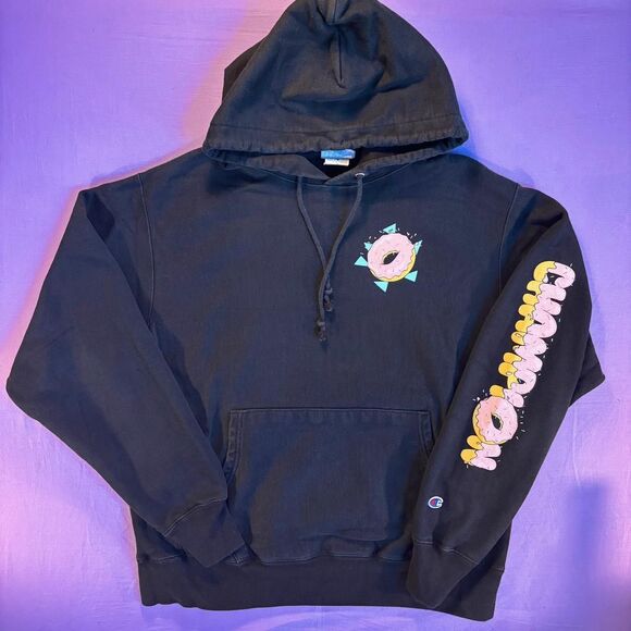 Retro Champion Fresh Donuts Reverse Weave Hoodie - Picture 1 of 8